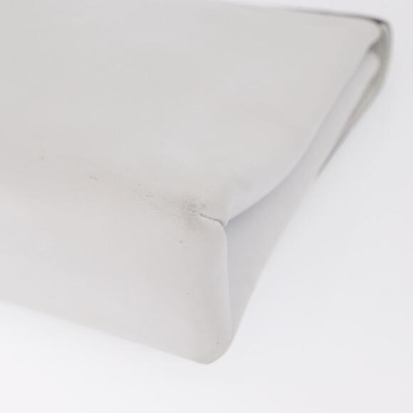 Salvatore Ferragamo Clutch Bag Leather Navy White gold Auth bs31766
